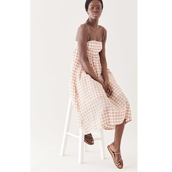 Women's Tan Gingham Mini Dress - Picture 2 of 2